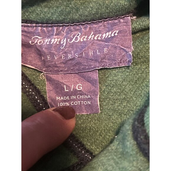 Tommy Bahama Flip Shore Reversible 1/4 Zip Pullover Sweater Men's L Navy/Olive - Picture 2 of 6